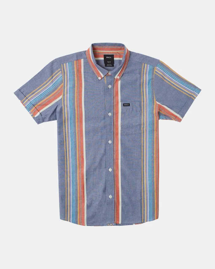 RVCA Shirts Flannels Boy039s Mayday Stripe Short Sleeve Shirt Multi 8211 Boys
