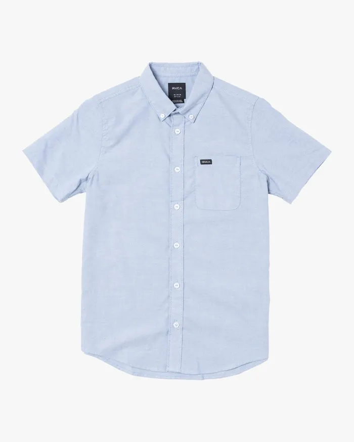 RVCA Shirts Flannels Boy039s That039ll Do Stretch Short Sleeve Shirt Oxford Blue 8211 Boys RVCA Shirts Flannels Boy039s That039ll Do Stretch Short Sleeve Shirt Oxford Blue 8211 Boys