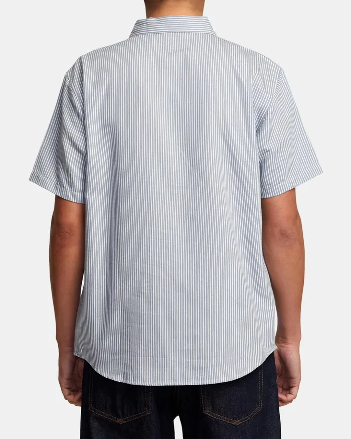 RVCA Shirts Flannels Dayshift Stripe II Short Sleeve Shirt Deja Blue 8211 Men RVCA Shirts Flannels Dayshift Stripe II Short Sleeve Shirt Deja Blue 8211 Men
