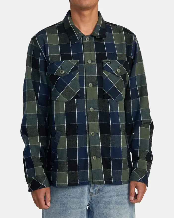 RVCA Shirts Flannels Flight Risk Shirt Jacket Olive 8211 Men