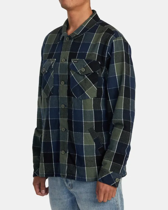 RVCA Shirts Flannels Flight Risk Shirt Jacket Olive 8211 Men