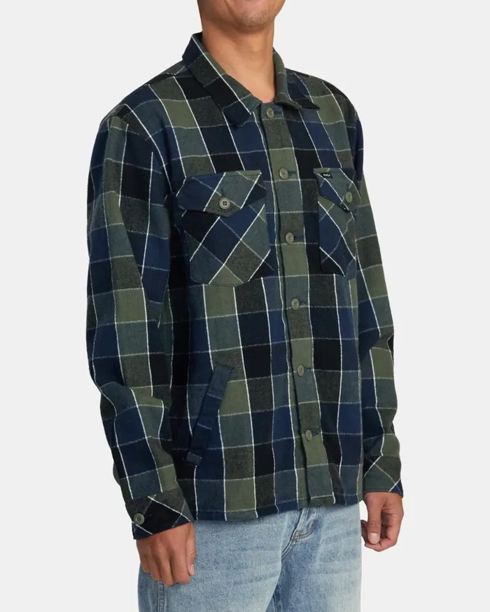 RVCA Shirts Flannels Flight Risk Shirt Jacket Olive 8211 Men