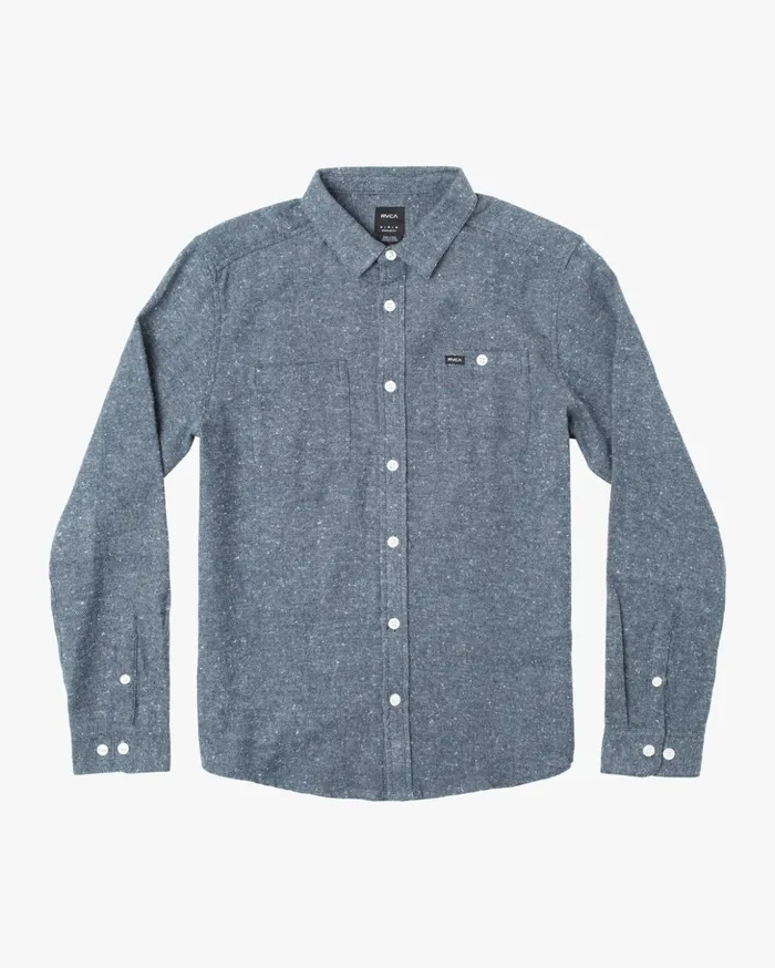 RVCA Shirts Flannels Harvest Neps Flannel Shirt Moody Blue 8211 Men