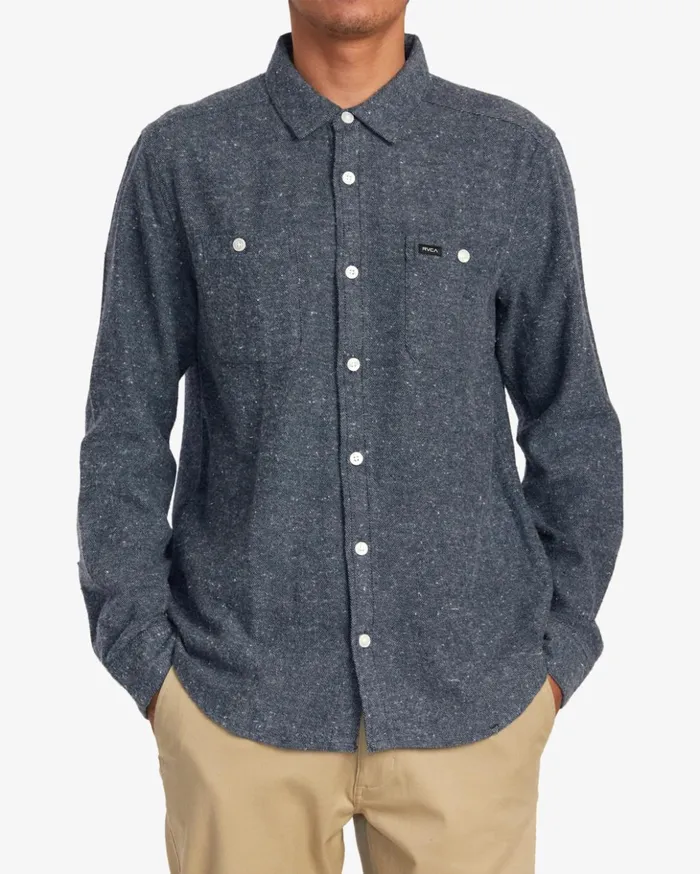 RVCA Shirts Flannels Harvest Neps Flannel Shirt Moody Blue 8211 Men