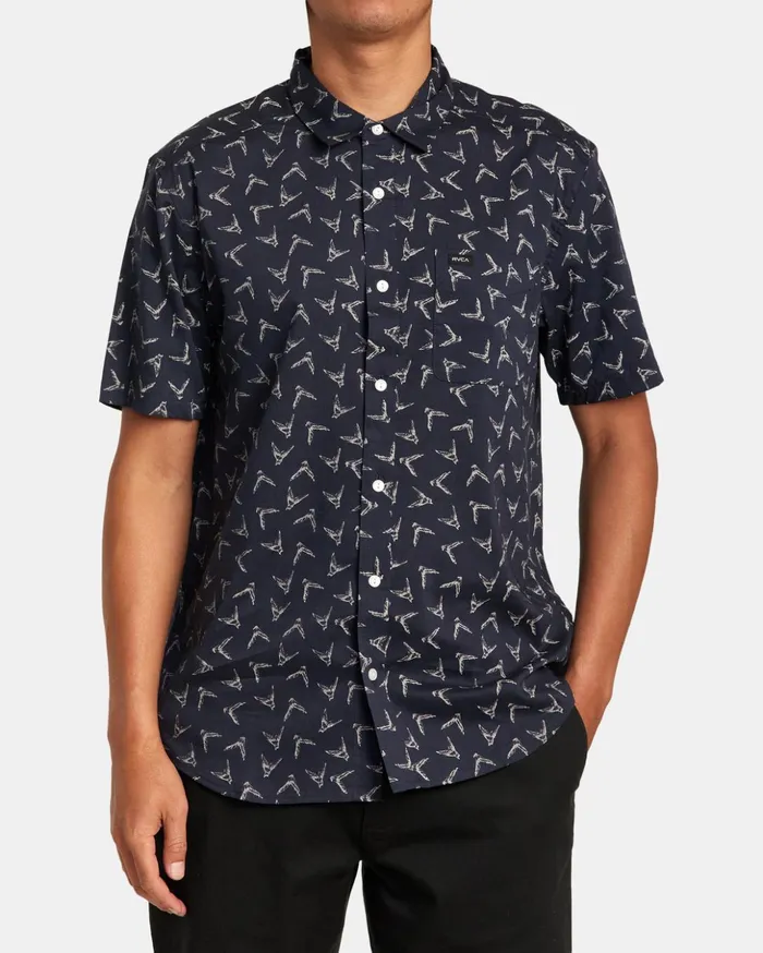RVCA Shirts Flannels Hawaii Legend And Mana Short Sleeve Shirt Moody Blue 8211 Men RVCA Shirts Flannels Hawaii Legend And Mana Short Sleeve Shirt Moody Blue 8211 Men
