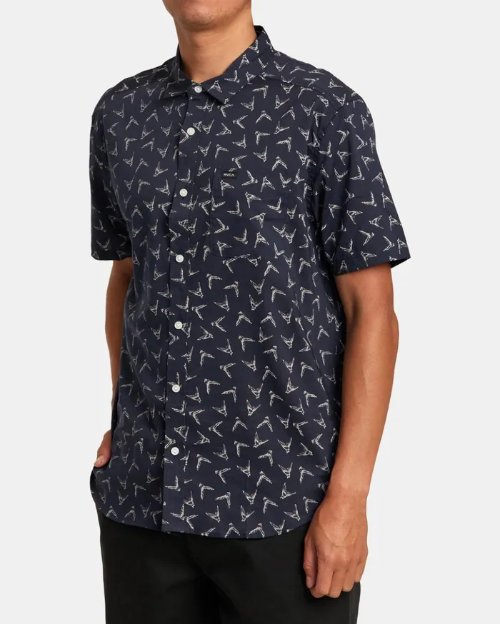 RVCA Shirts Flannels Hawaii Legend And Mana Short Sleeve Shirt Moody Blue 8211 Men RVCA Shirts Flannels Hawaii Legend And Mana Short Sleeve Shirt Moody Blue 8211 Men