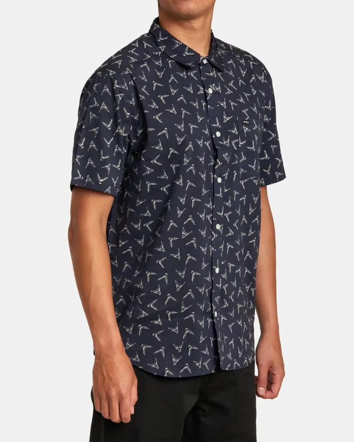 RVCA Shirts Flannels Hawaii Legend And Mana Short Sleeve Shirt Moody Blue 8211 Men RVCA Shirts Flannels Hawaii Legend And Mana Short Sleeve Shirt Moody Blue 8211 Men