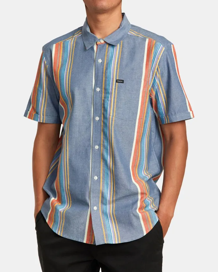 RVCA Shirts Flannels Mayday Stripe Short Sleeve Shirt Multi 8211 Men