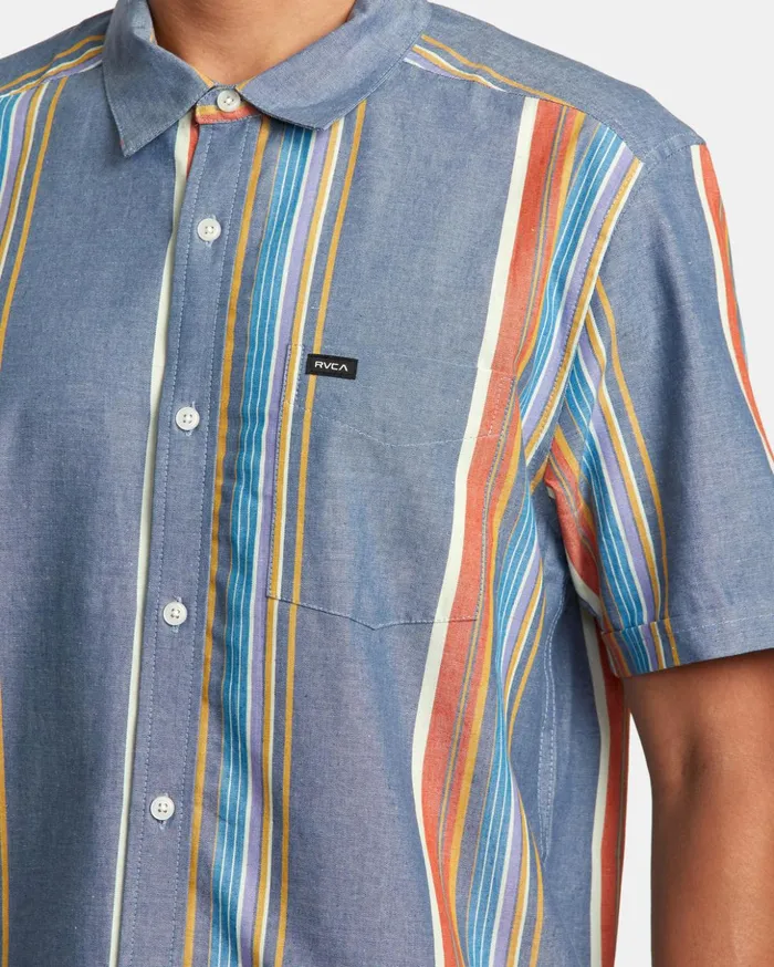 RVCA Shirts Flannels Mayday Stripe Short Sleeve Shirt Multi 8211 Men