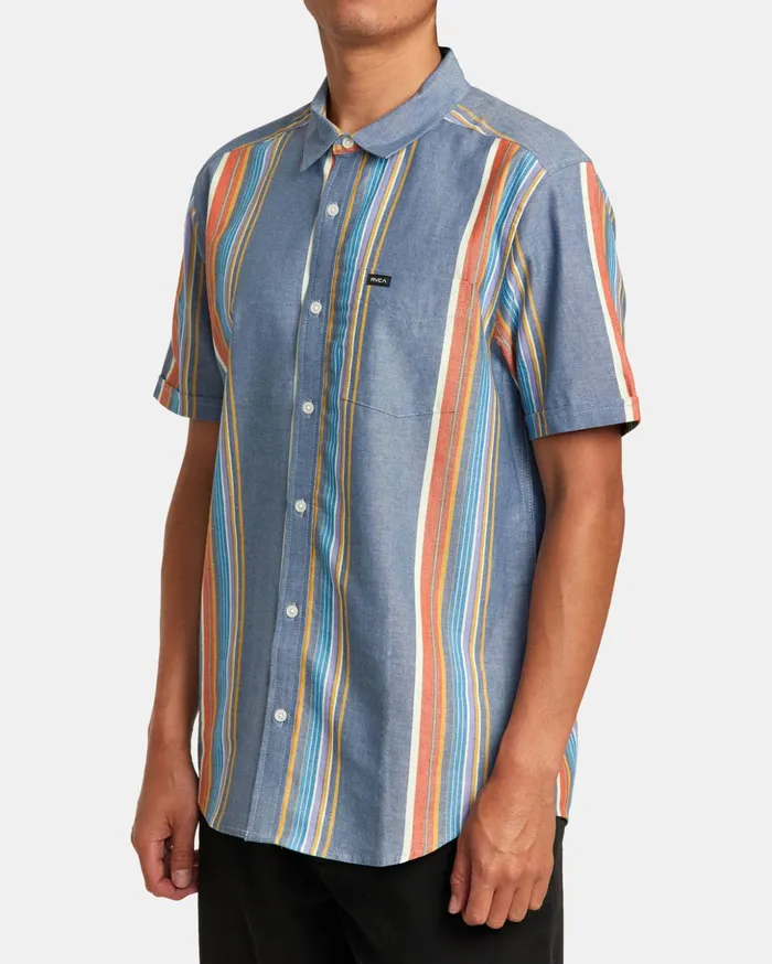 RVCA Shirts Flannels Mayday Stripe Short Sleeve Shirt Multi 8211 Men