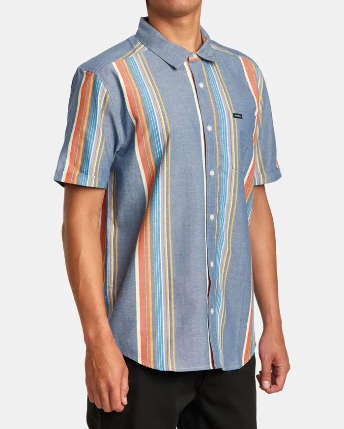 RVCA Shirts Flannels Mayday Stripe Short Sleeve Shirt Multi 8211 Men