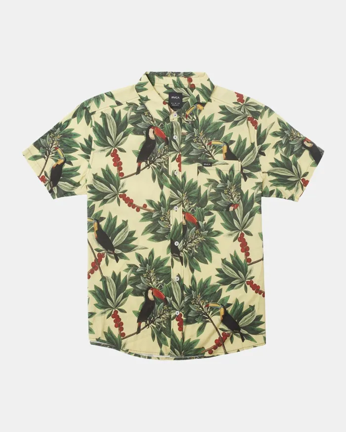 RVCA Shirts Flannels Pandemonium Short Sleeve Shirt Banana 8211 Men