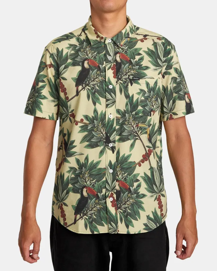 RVCA Shirts Flannels Pandemonium Short Sleeve Shirt Banana 8211 Men