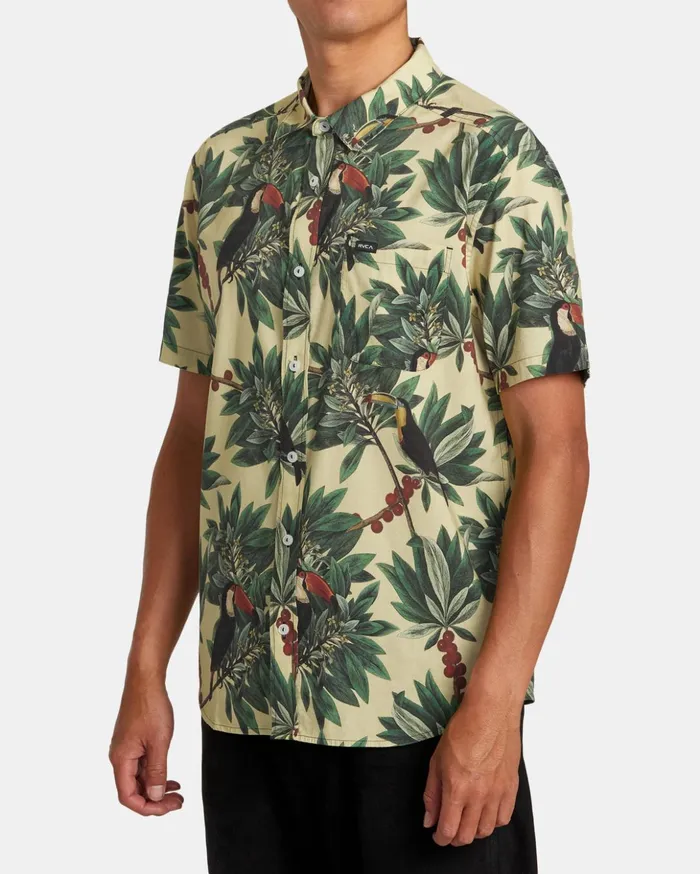 RVCA Shirts Flannels Pandemonium Short Sleeve Shirt Banana 8211 Men