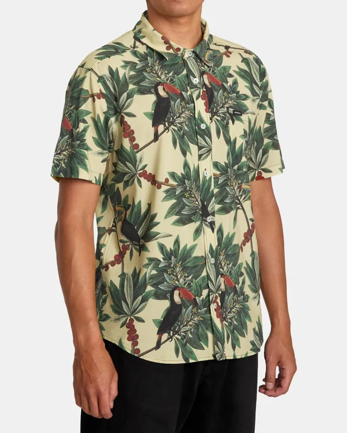 RVCA Shirts Flannels Pandemonium Short Sleeve Shirt Banana 8211 Men