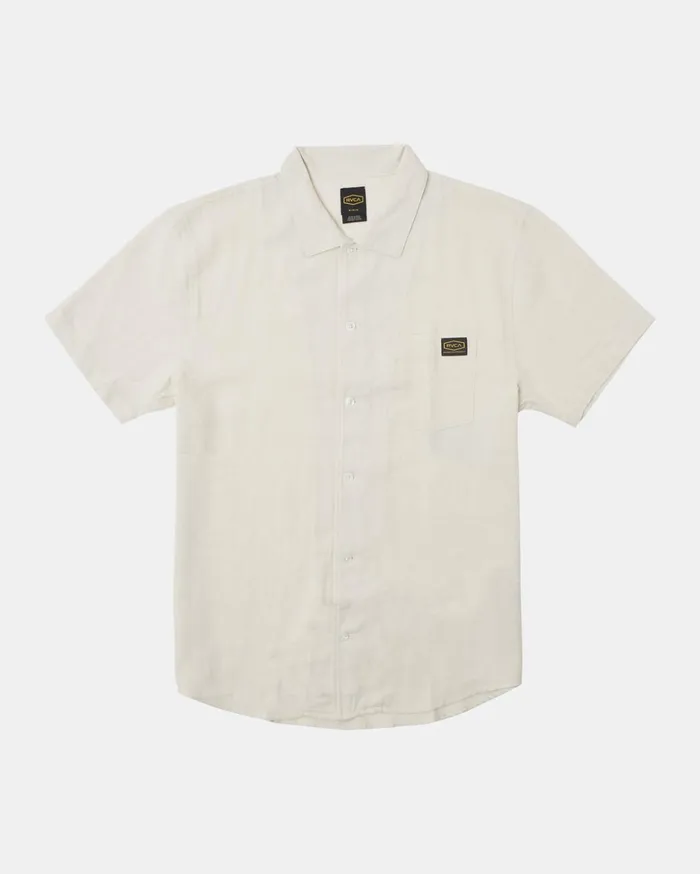 RVCA Shirts Flannels Recession Collection Day Shift Short Sleeve Shirt Silver Bleach 8211 Men RVCA Shirts Flannels Recession Collection Day Shift Short Sleeve Shirt Silver Bleach 8211 Men