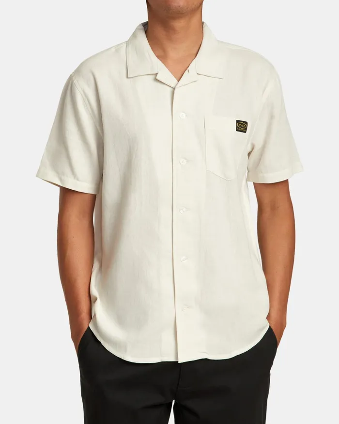 RVCA Shirts Flannels Recession Collection Day Shift Short Sleeve Shirt Silver Bleach 8211 Men RVCA Shirts Flannels Recession Collection Day Shift Short Sleeve Shirt Silver Bleach 8211 Men