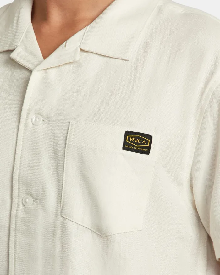 RVCA Shirts Flannels Recession Collection Day Shift Short Sleeve Shirt Silver Bleach 8211 Men RVCA Shirts Flannels Recession Collection Day Shift Short Sleeve Shirt Silver Bleach 8211 Men