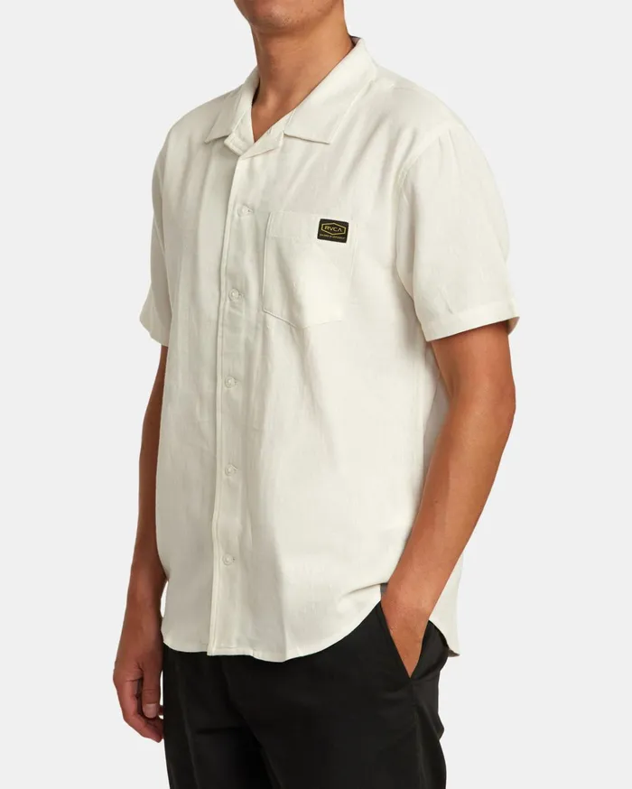 RVCA Shirts Flannels Recession Collection Day Shift Short Sleeve Shirt Silver Bleach 8211 Men RVCA Shirts Flannels Recession Collection Day Shift Short Sleeve Shirt Silver Bleach 8211 Men