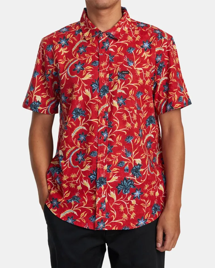 RVCA Shirts Flannels Rvgazi Short Sleeve Shirt Scarlett 8211 Men
