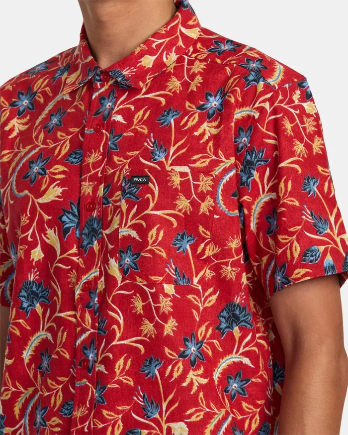 RVCA Shirts Flannels Rvgazi Short Sleeve Shirt Scarlett 8211 Men