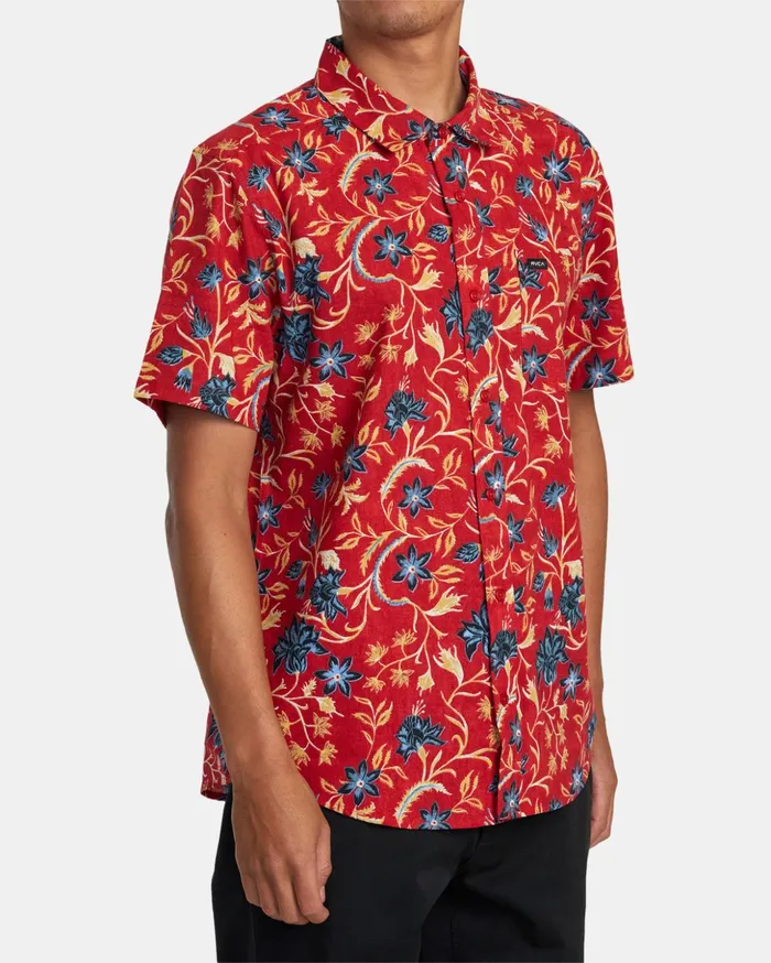 RVCA Shirts Flannels Rvgazi Short Sleeve Shirt Scarlett 8211 Men