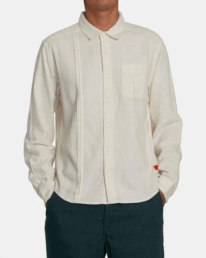 RVCA Shirts Flannels Spun Spirit Studio Long Sleeve Shirt Natural 8211 MenWomen RVCA Shirts Flannels Spun Spirit Studio Long Sleeve Shirt Natural 8211 MenWomen