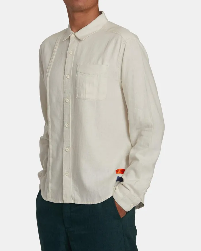 RVCA Shirts Flannels Spun Spirit Studio Long Sleeve Shirt Natural 8211 MenWomen RVCA Shirts Flannels Spun Spirit Studio Long Sleeve Shirt Natural 8211 MenWomen