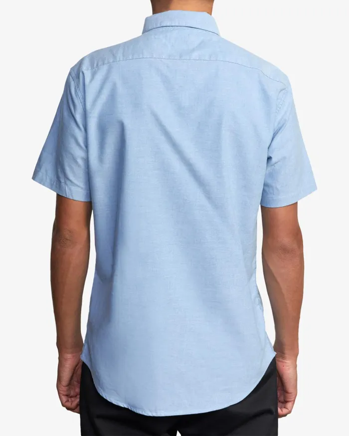RVCA Shirts Flannels Thatll Do Stretch Short Sleeve Shirt Oxford Blue 8211 Men RVCA Shirts Flannels Thatll Do Stretch Short Sleeve Shirt Oxford Blue 8211 Men
