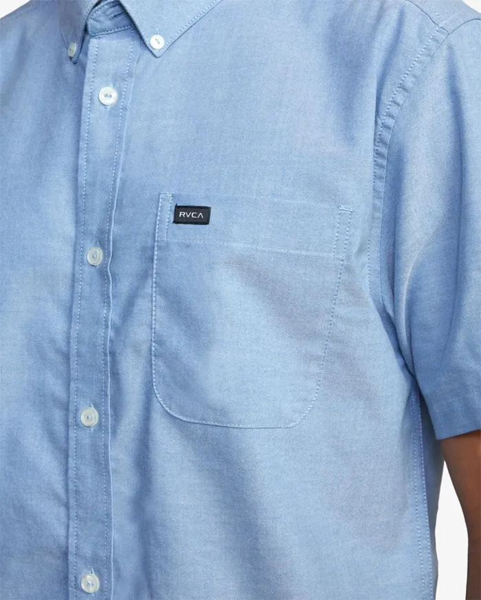 RVCA Shirts Flannels Thatll Do Stretch Short Sleeve Shirt Oxford Blue 8211 Men RVCA Shirts Flannels Thatll Do Stretch Short Sleeve Shirt Oxford Blue 8211 Men