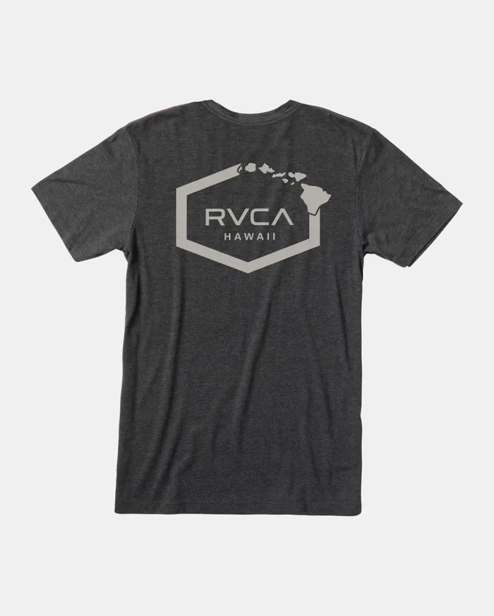 RVCA Short Sleeves Hawaii Hex Tee Black 8211 Men