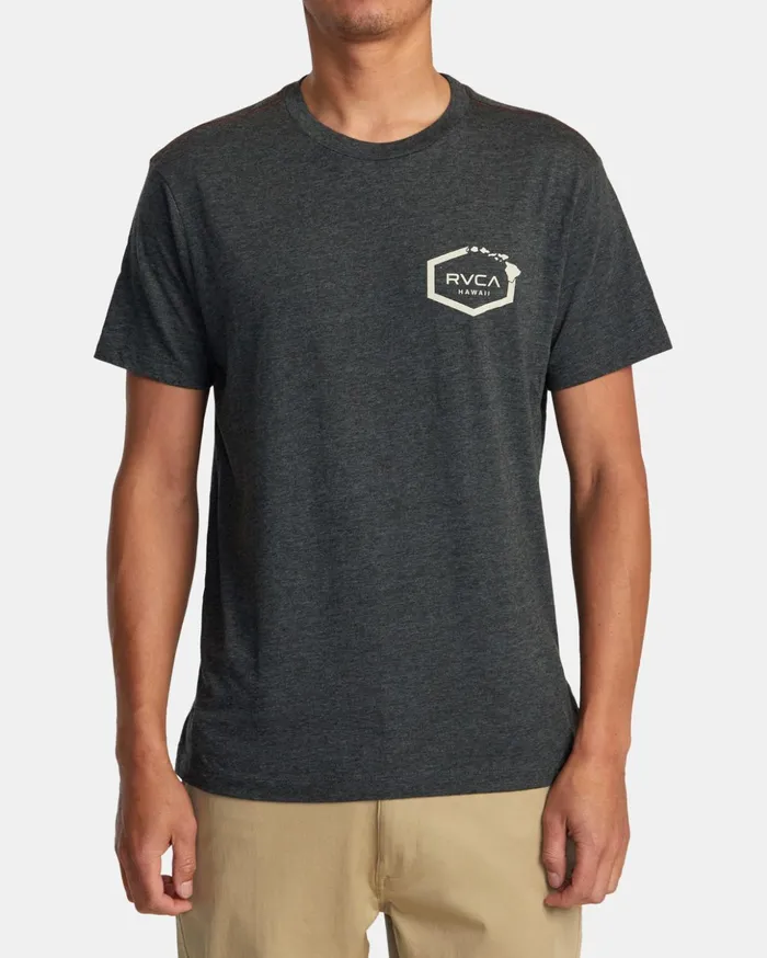 RVCA Short Sleeves Hawaii Hex Tee Black 8211 Men