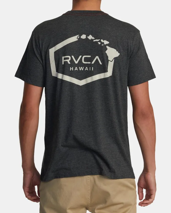 RVCA Short Sleeves Hawaii Hex Tee Black 8211 Men