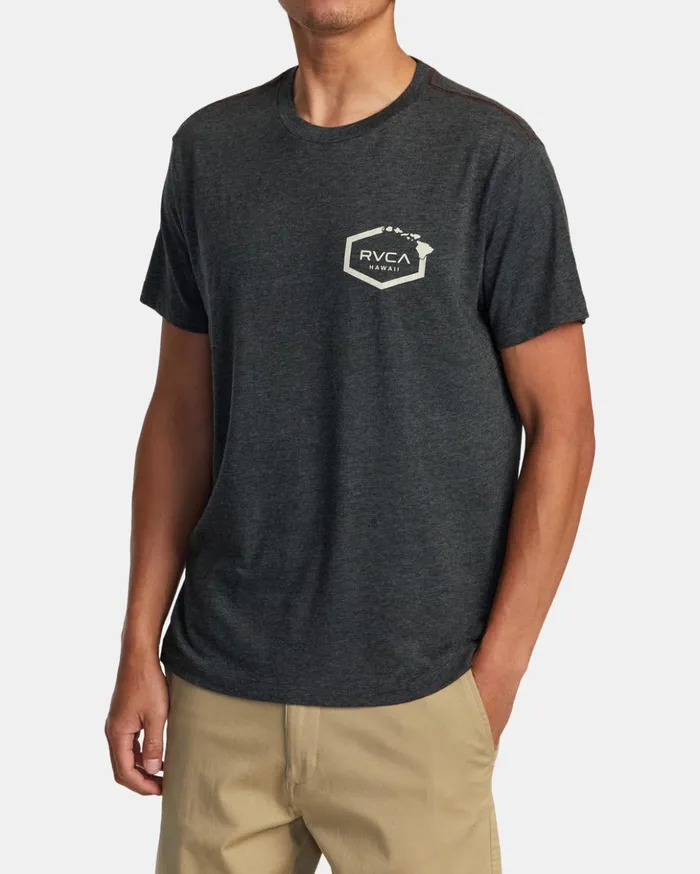 RVCA Short Sleeves Hawaii Hex Tee Black 8211 Men