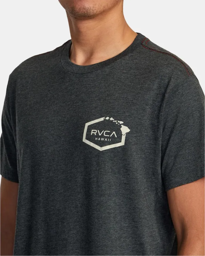 RVCA Short Sleeves Hawaii Hex Tee Black 8211 Men