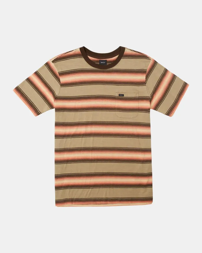 RVCA Short Sleeves Polanco Stripe Tee Khaki 8211 Men