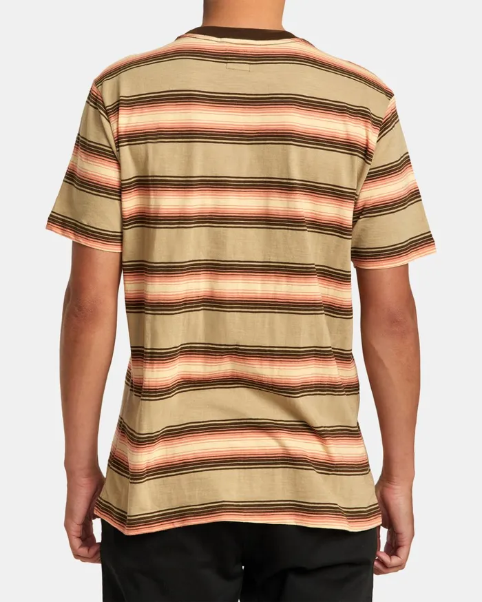 RVCA Short Sleeves Polanco Stripe Tee Khaki 8211 Men
