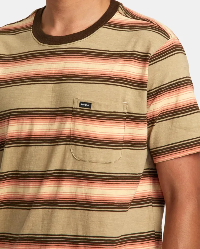 RVCA Short Sleeves Polanco Stripe Tee Khaki 8211 Men