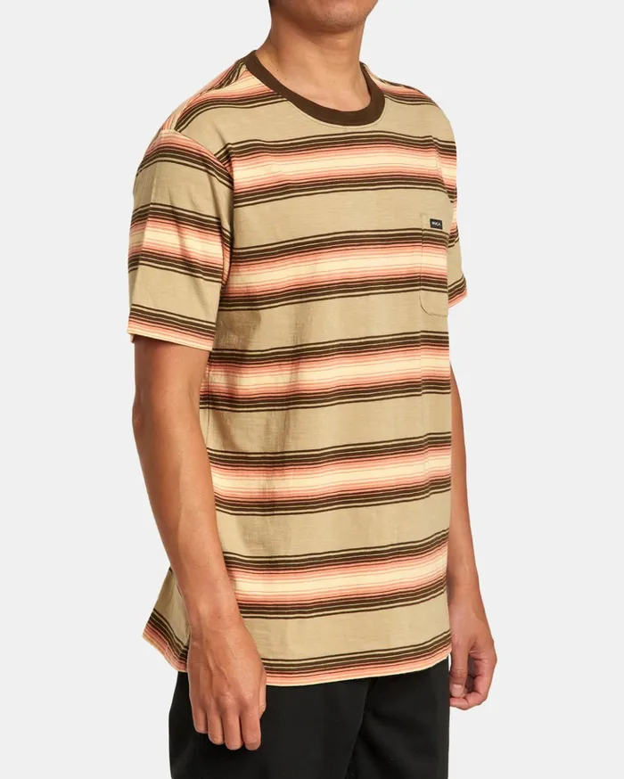 RVCA Short Sleeves Polanco Stripe Tee Khaki 8211 Men