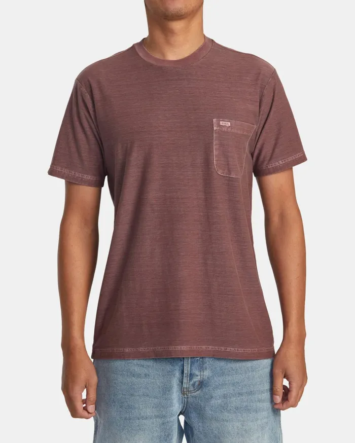 RVCA Short Sleeves PTC Stripe TShirt Red Earth 8211 Men