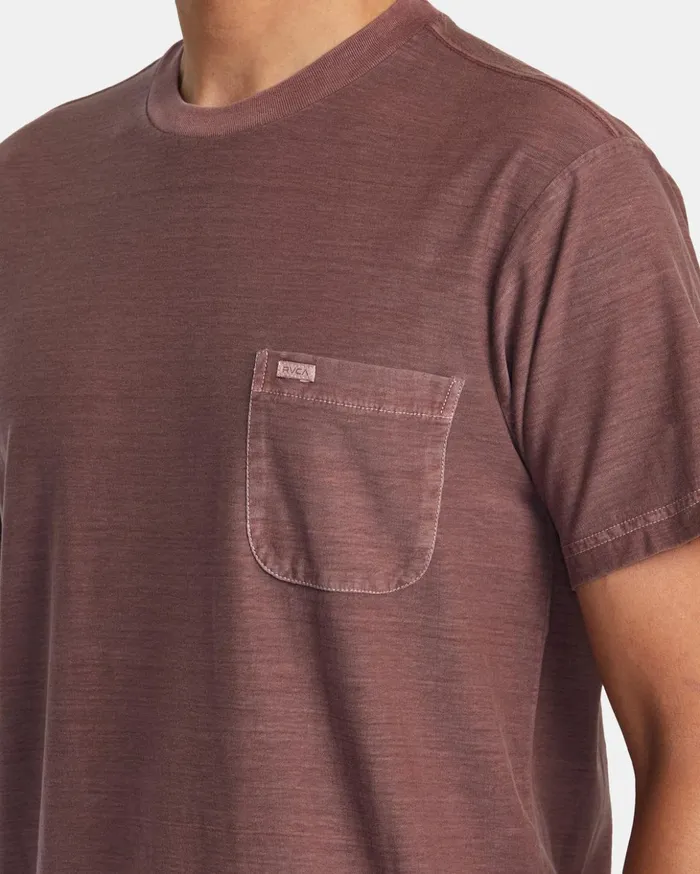 RVCA Short Sleeves PTC Stripe TShirt Red Earth 8211 Men