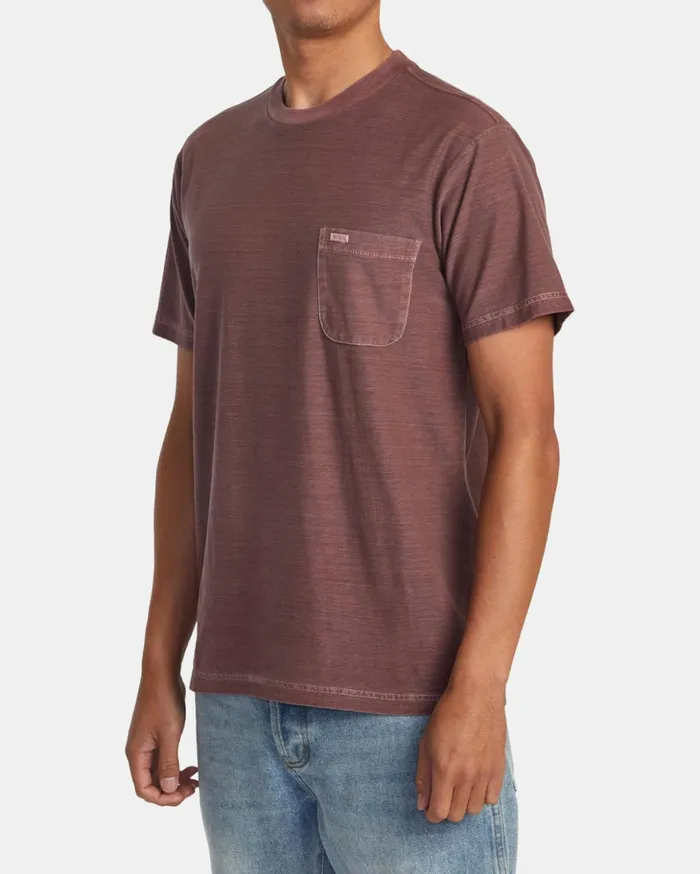 RVCA Short Sleeves PTC Stripe TShirt Red Earth 8211 Men