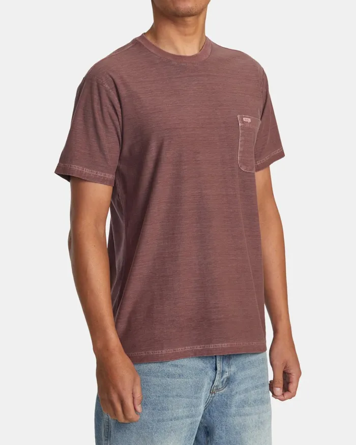 RVCA Short Sleeves PTC Stripe TShirt Red Earth 8211 Men