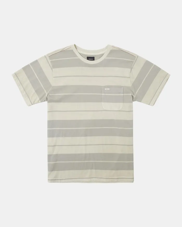 RVCA Short Sleeves PTC Stripe TShirt Silver Bleach 8211 Men