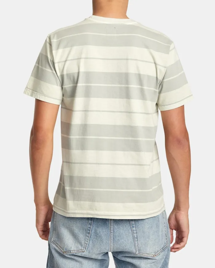 RVCA Short Sleeves PTC Stripe TShirt Silver Bleach 8211 Men