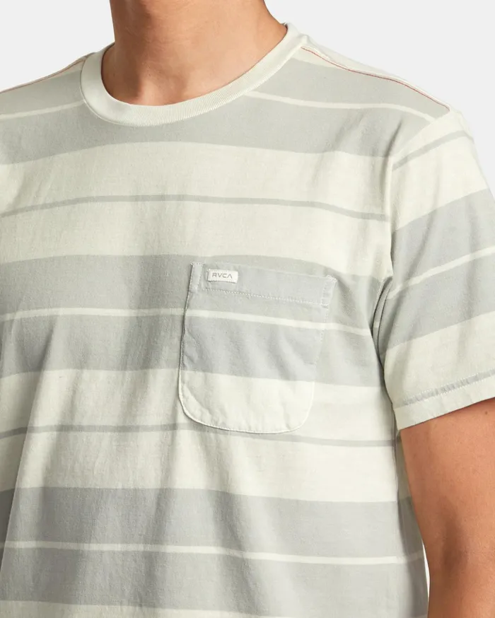 RVCA Short Sleeves PTC Stripe TShirt Silver Bleach 8211 Men