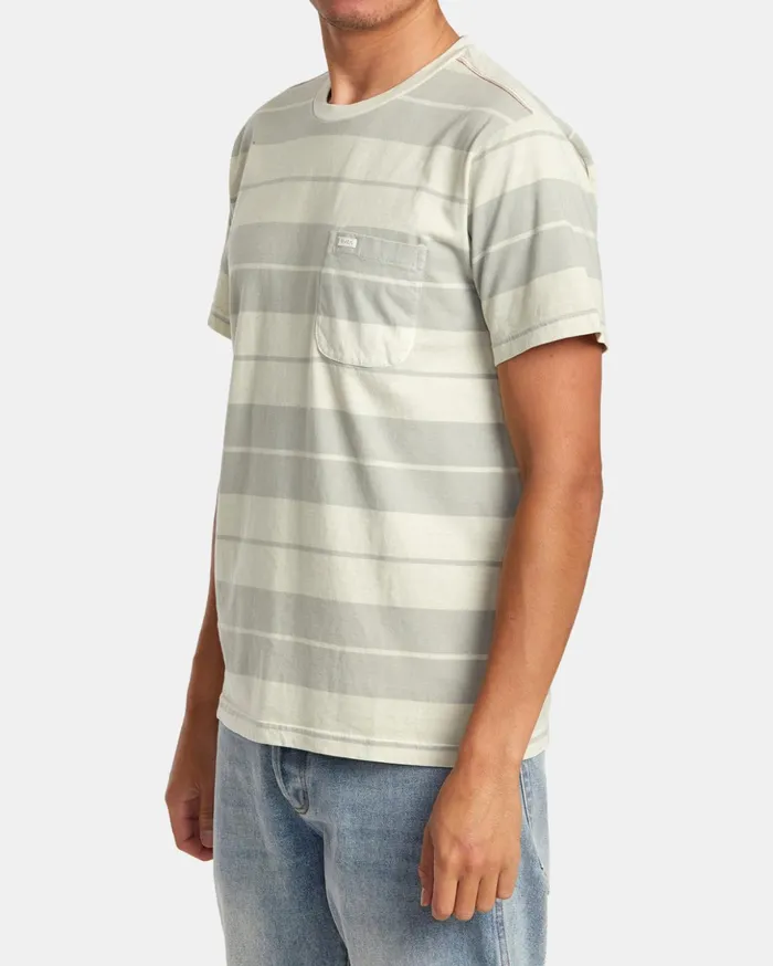 RVCA Short Sleeves PTC Stripe TShirt Silver Bleach 8211 Men