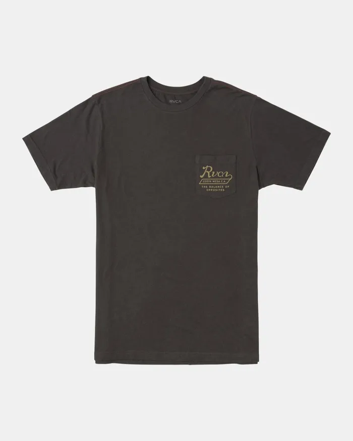 RVCA Short Sleeves Valley Script TShirt Pirate Black 8211 Men