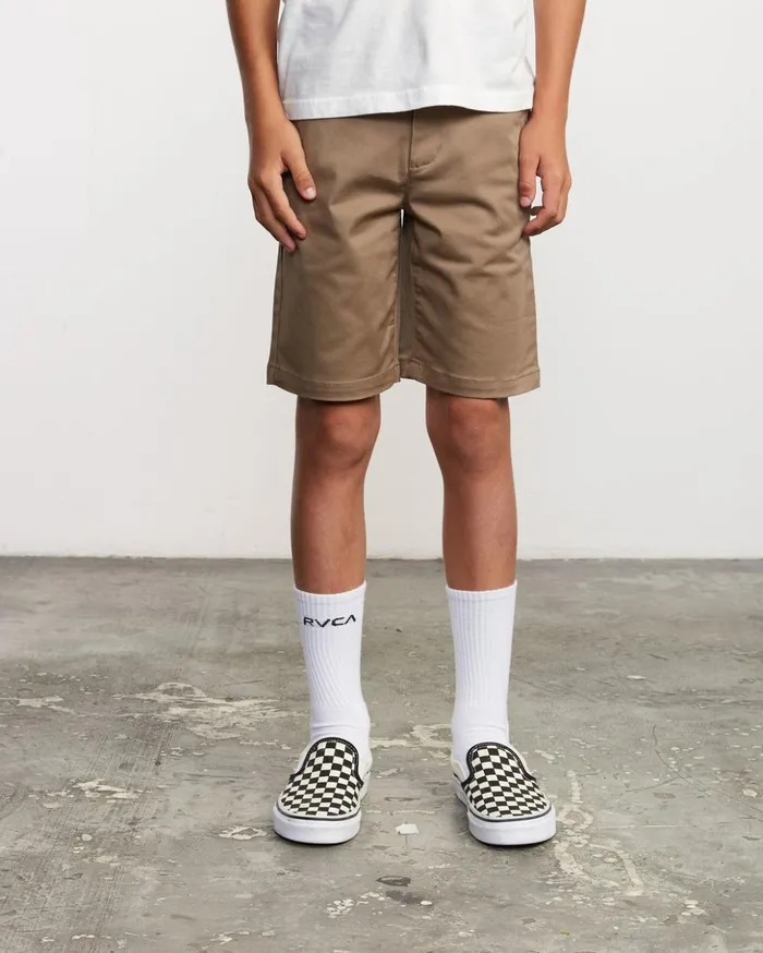 RVCA Shorts Boys Weekday Stretch Short Dark Khaki 8211 Boys