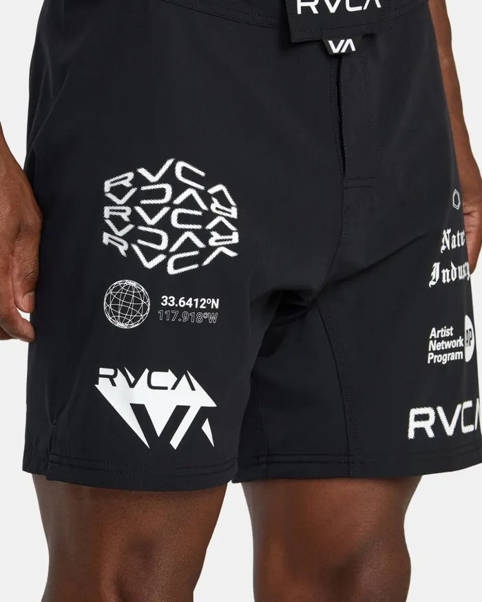 RVCA Shorts Hybrids Fight Scrapper Elastic Waist Walkshorts 15034 Black All Brand 2 8211 Men